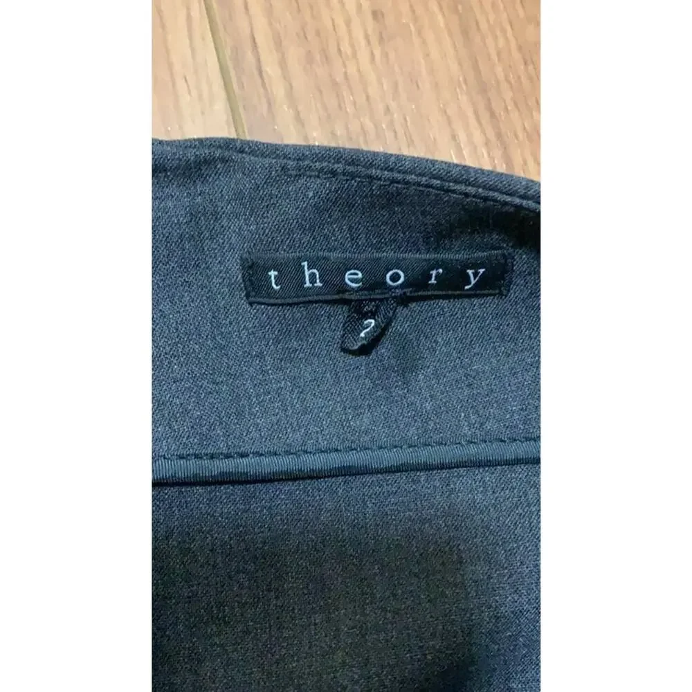 Womens THEORY Charcoal Gray Wool Pencil Skirt Stretch Size 2